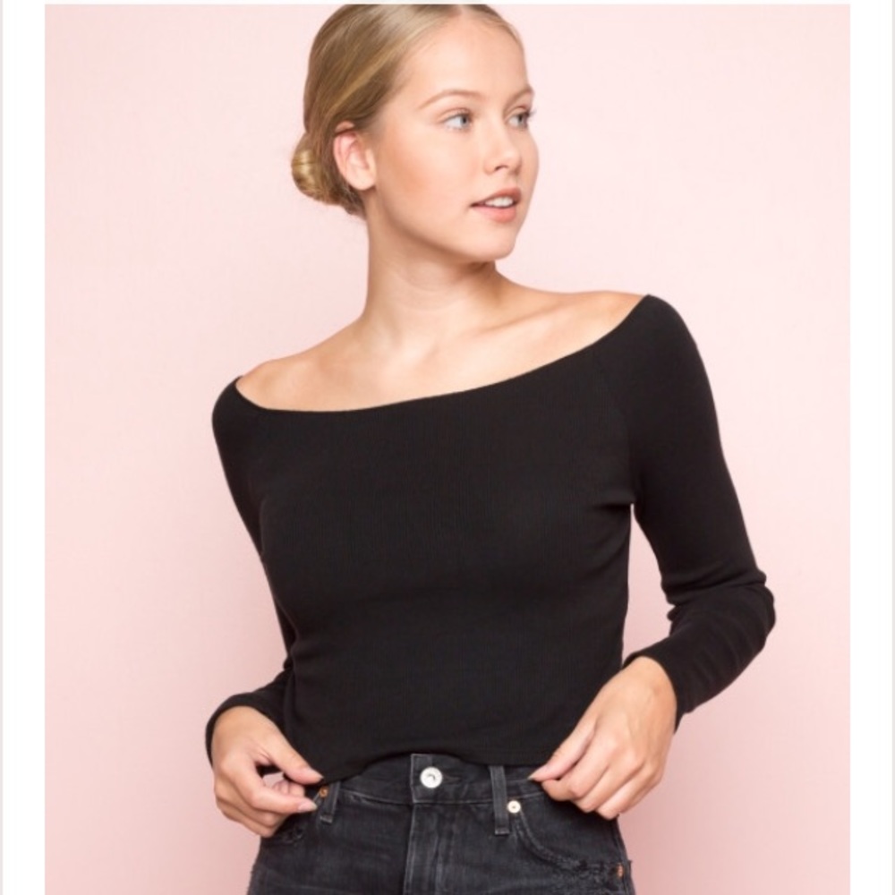 Brandy Melville off shoulder black knit top